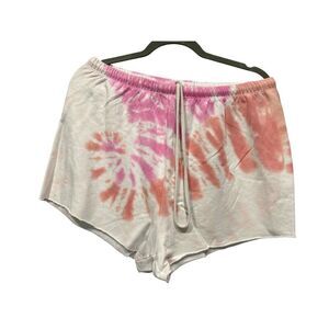 Aerie Women M Tie-Dye Lounge Shorts Pink/White Soft Comfy Elastic Waist Y2K Gym